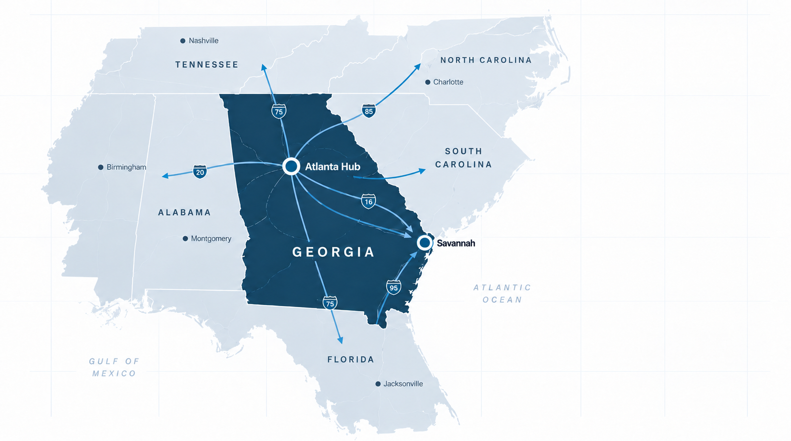 SRO Trucking Georgia and Southeast Service Map